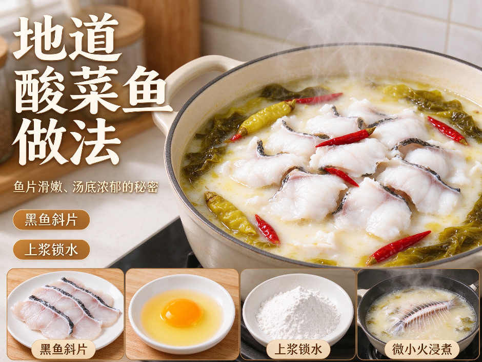 告别饭店味,大厨教你做地道酸菜鱼,鱼片滑嫩汤底浓郁的秘密全在这里